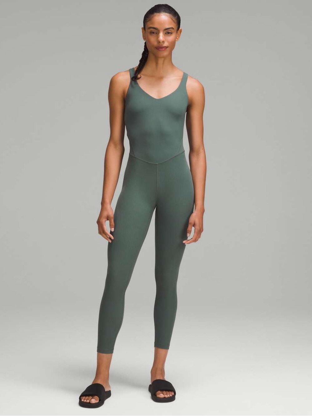 Lululemon Athletica Alignโข Ribbed Bodysuit 25" Dark Forest Size 6